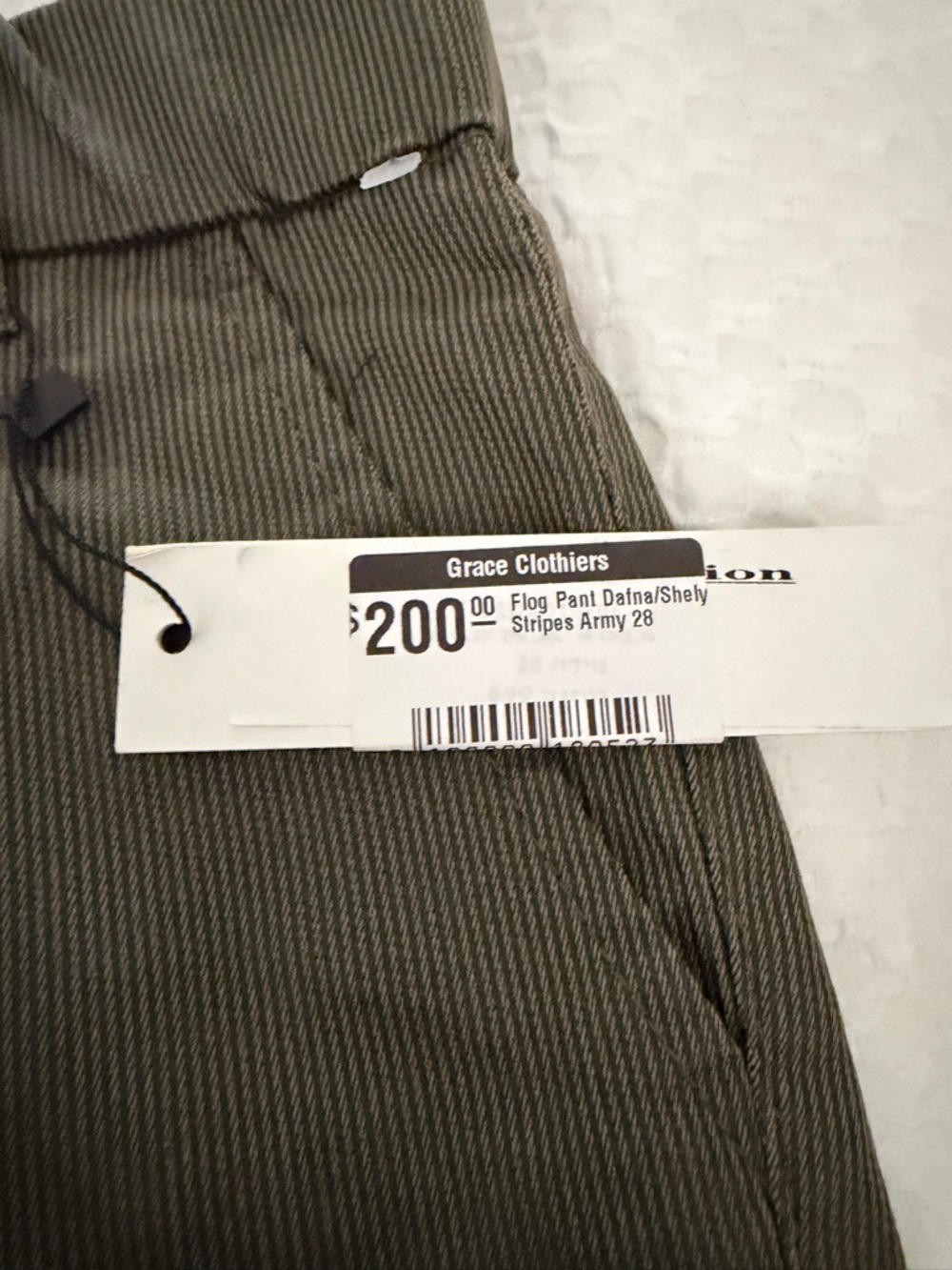 Army Green Striped Chinos